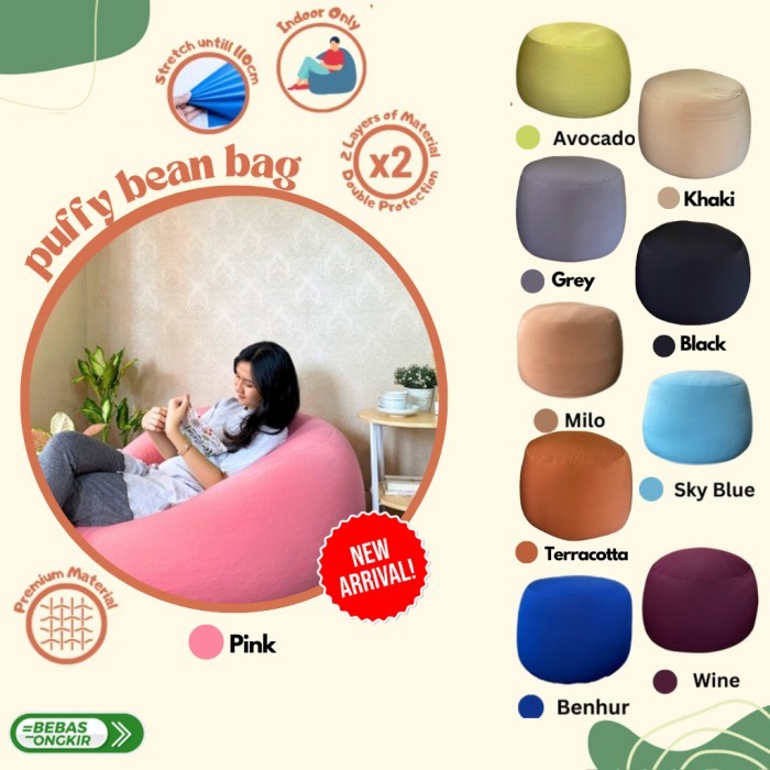 BEAN BAG/PUFFY BEAN BAG/BEAN BAG PLUS ISI/SQUISHY BEAN BAG-DUSTY PINK