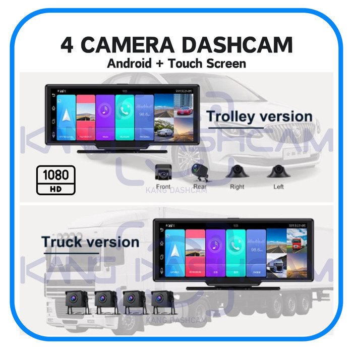 Dashcam 4 Kamera + GPS Tracker 4G + Android untuk Mobil / Truk