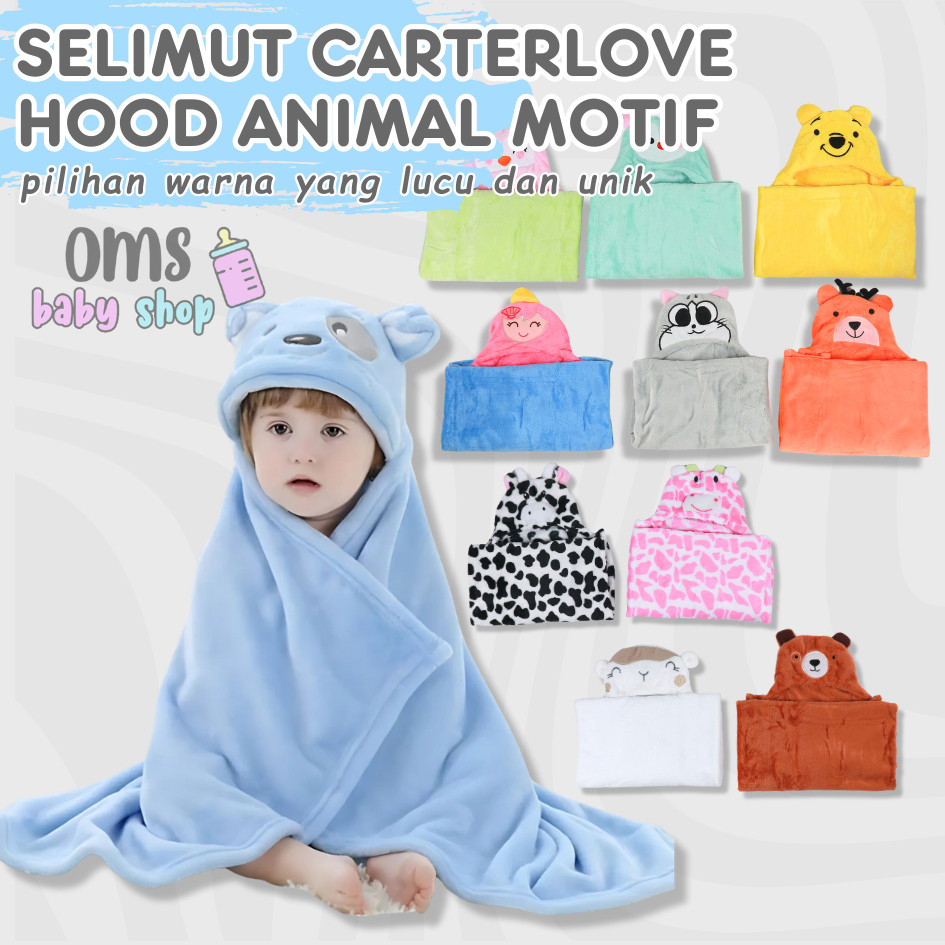 Selimut Bayi PREMIUM Selimut Bayi Carter Love Hood Animal Series / Cute Soft Baby Blanket Animal