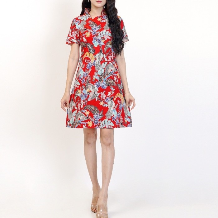 Lellay - Dress Cheongsam Wanita Floral Baju Imlek Fashion Zcn
