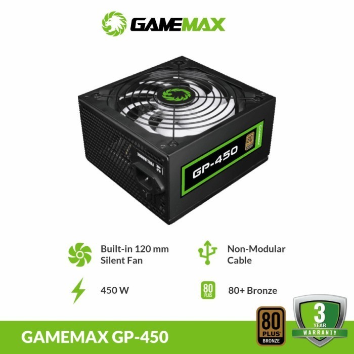 Gamemax GP450 PSU 450Watt 80+ Bronze / GP-450 Power Supply 450W