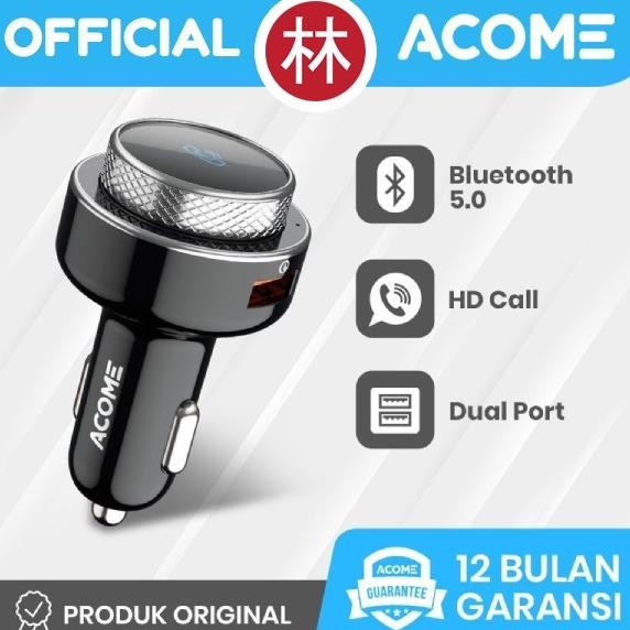Acome ACC04 Car Charger 18W Bluetooth 5.0 USB Dual Port Fast Charging