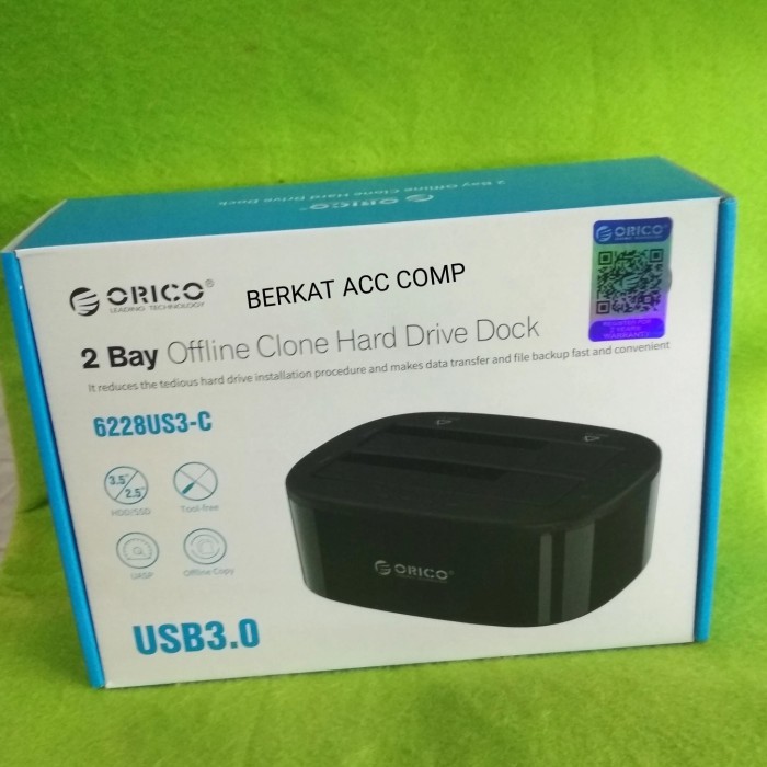 Orico 6228 us3-c 2bay Docking Hardisk 2,5/3,5 inch 2bay Clone HDD/SSD