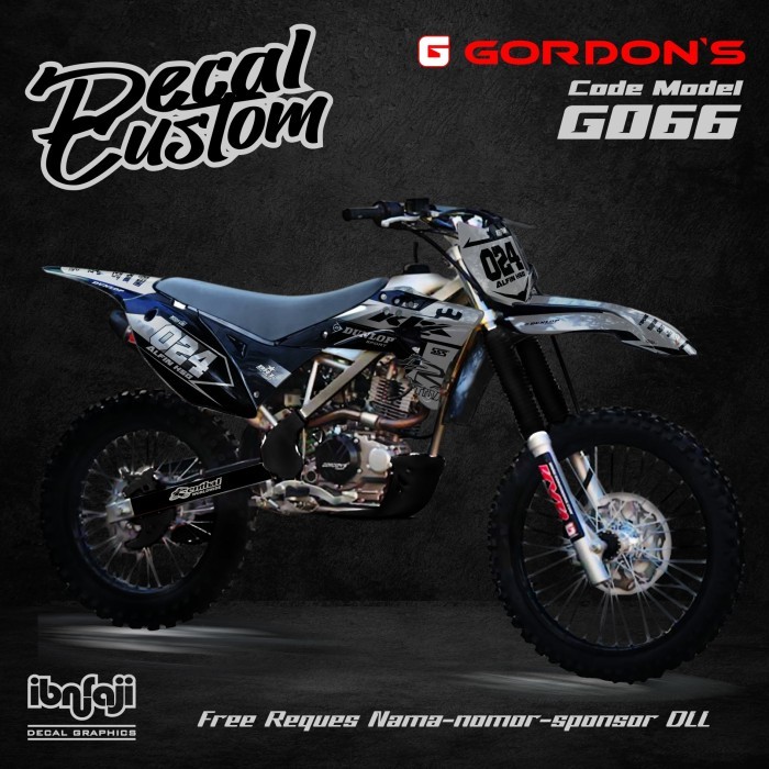 Stiker Decal Klx Gordon Full Body Custom Hitam Abu G066
