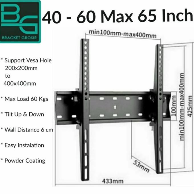 BRACKET TV SAMSUNG 55 50 49 48 43 40 32 INCH SAMSUNG TYPE TU