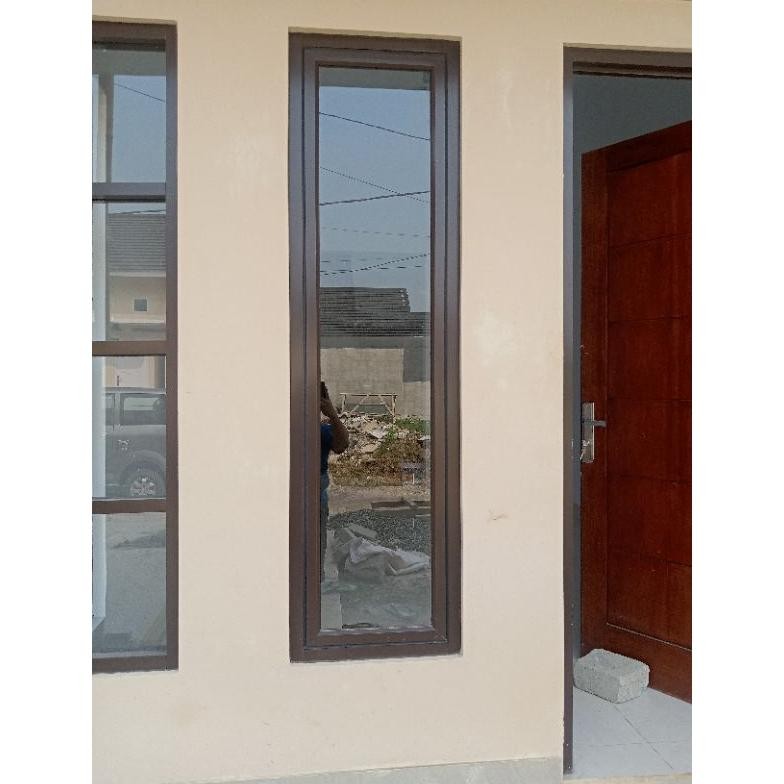 RK JAYA ALUMUNIUM jendela +kusen  aluminium cesment  lengkap T 160x L40 hitam ,putih coklat pengirim