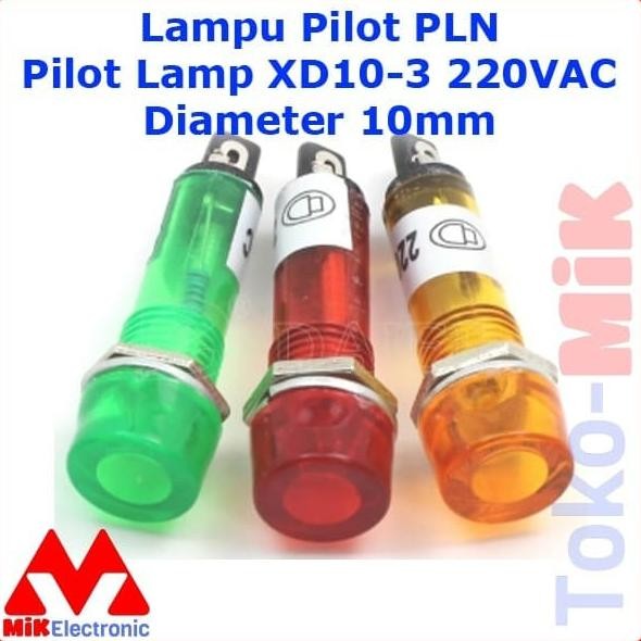Murah PILOT LAMP LAMPU PILOT FLAT 10 MM 220 V AC VAC PLN INDIKATOR XD10-3 tokmi99 Berkualitas