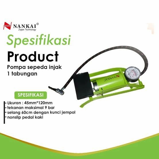 Nankai Pompa Sepeda Injak 1 Tabung / Pompa Angin Injak Speda