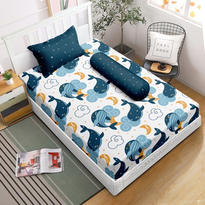 Sprei Lady Rose - Sprei Single 120x200x20 - Blue Whale motif polos