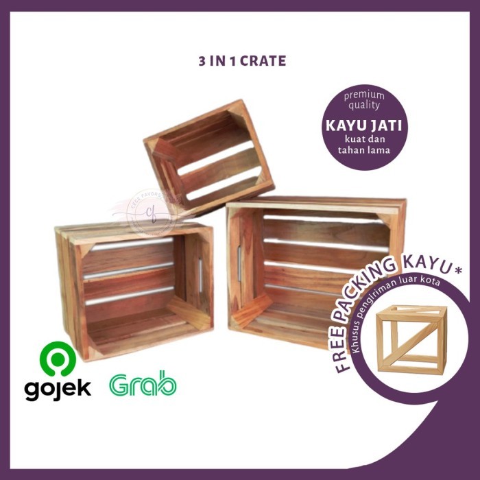 :=:=:=:=] Dekorasi Vintage Meja Kayu Peti Kayu 3 In 1 Crate