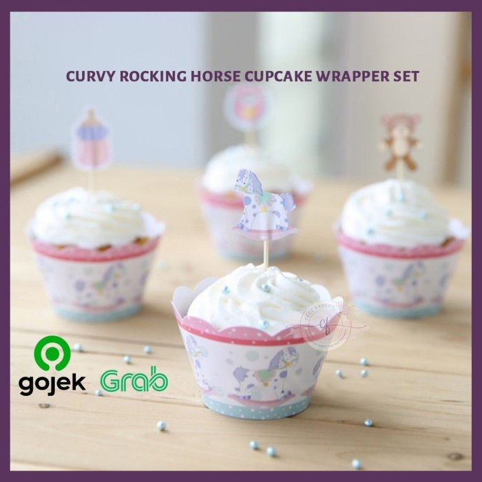 

~^~^~^] Kertas Cupcake Unicorn Curvy Rocking Horse Cupcake Wrapper Set
