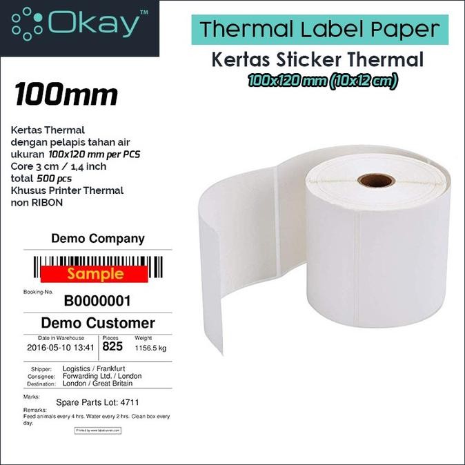 

KERTAS THERMAL LABEL 100X120 MM STICKER LABEL ISI 500 PCS