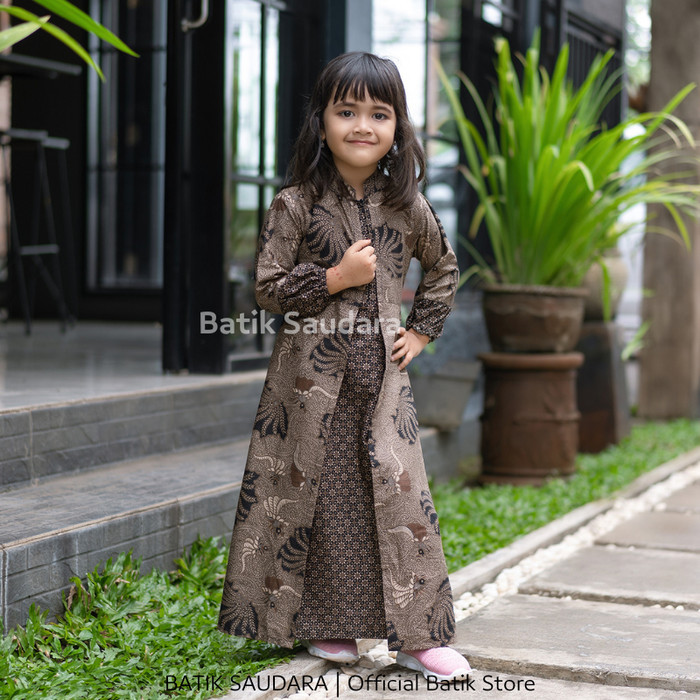 TERLARIS Batik Anak Cewek Gamis Usia 2 Sampai 14 Tahun Batik Saudara Motif Krng - Kerang, 3