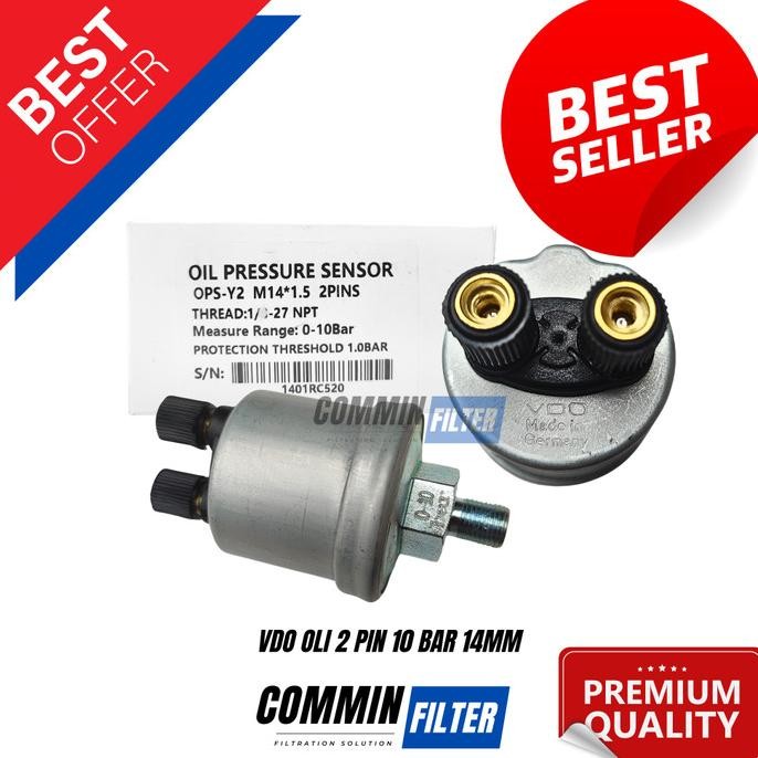 TERMURAH - VDO SENSOR TEKANAN OLI SWITCH OLI VDO 10 BAR 2 PINS DRAT 14MM