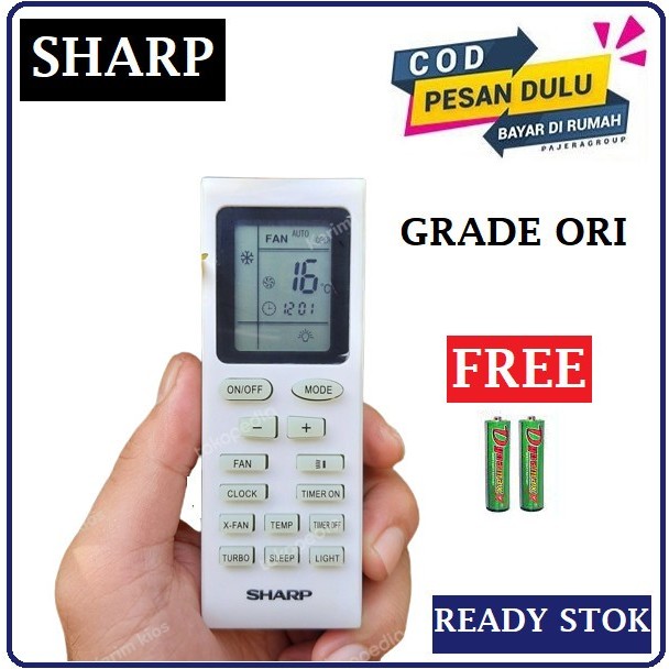 REMOT AC SHARP GRADE ORI ASLI REMOT AC SHARP WARNA PUTIH FREE BATREI