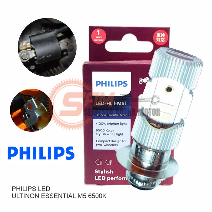 LAMPU DEPAN MOTOR PHILIPS ULTINON ESSENTIAL MOTO LED M5 PUTIH HEADLAMP