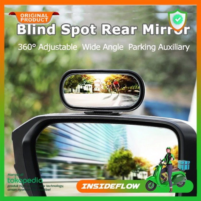 KACA TAMBAHAN SPION MINI BLIND SPOT 360 MIROR WIDE ANGLE MOBIL TEMPEL