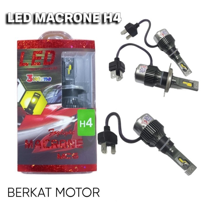 Led Lampu Turbo Macrone 3 Warna H4 Mc6 6000K