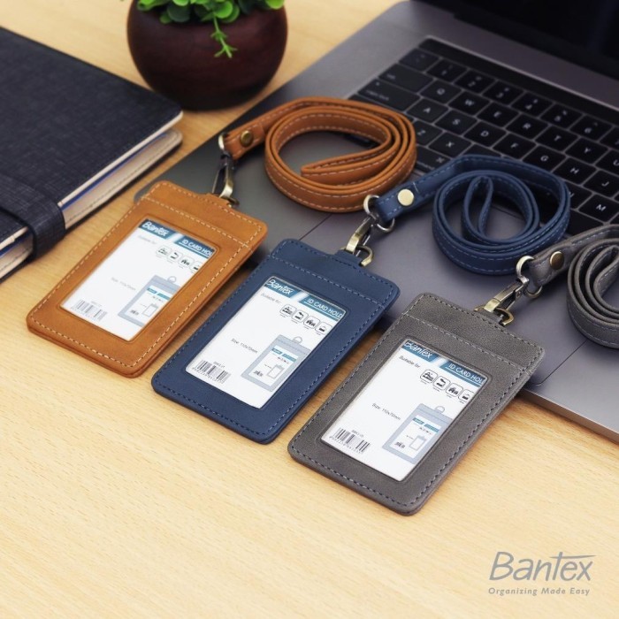 

Andra - Bantex Leather Name Tag Id Card Holder Button 8883 Kulit Sintetis