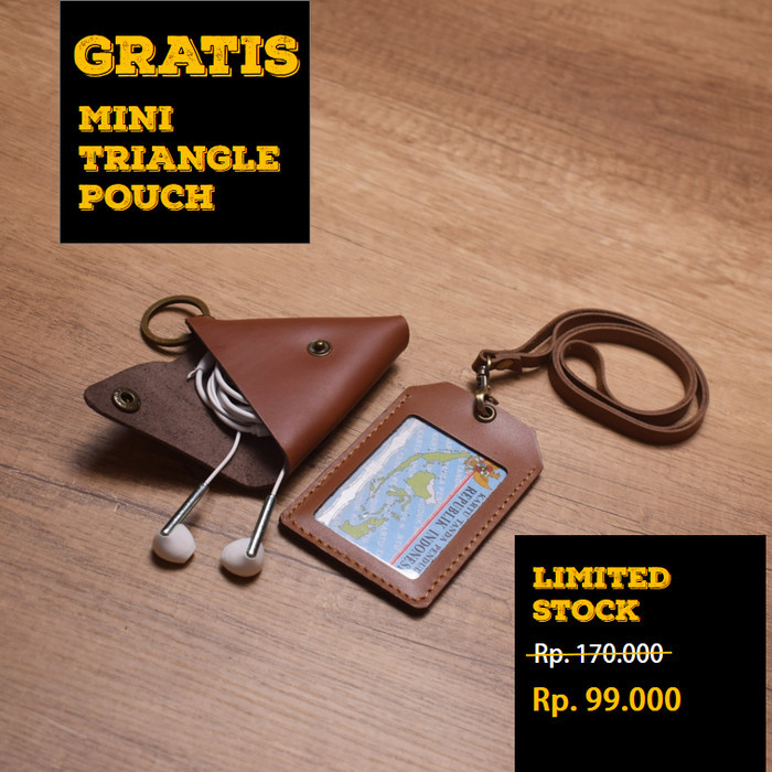 

Andra - Id Card Kulit Asli, Name Tag Kulit, Leather Card Holder Brown Tan