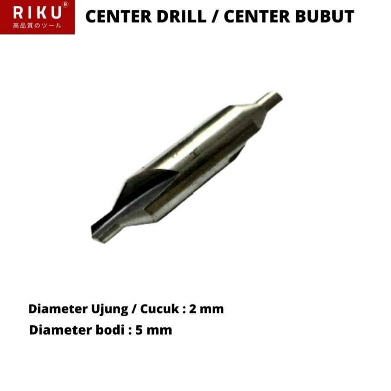 Centre Center Drill / Center Bubut 2 mm mili - Bodi 5 mm mili