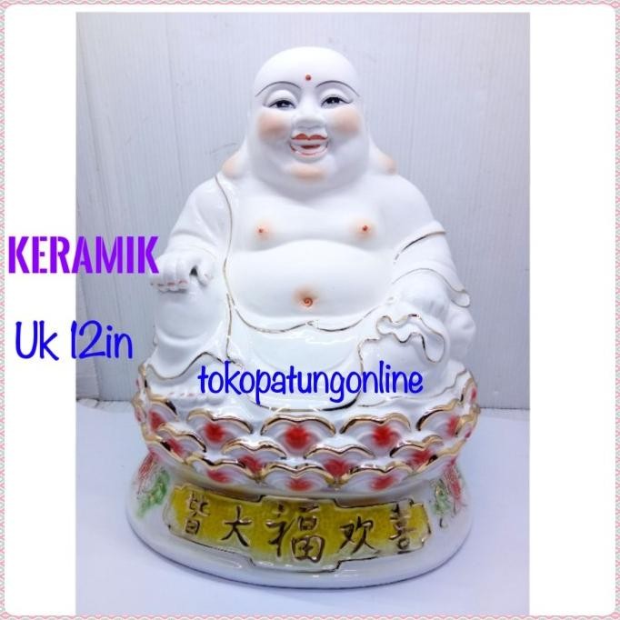 

Ready Patung Buddha Maitreya Julaihut Keramik 12in 20A