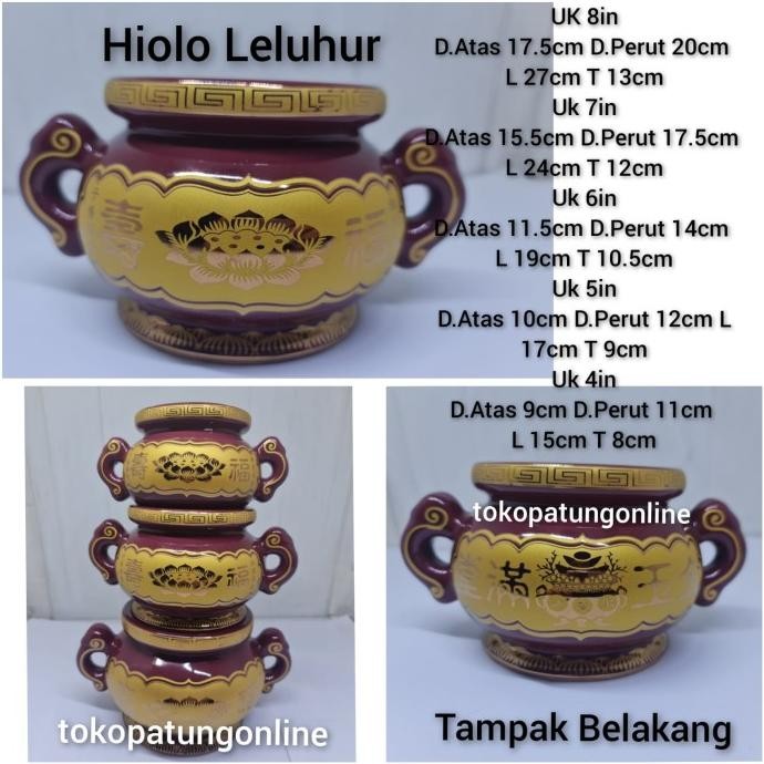 

Ready Hiolo Leluhur Cu Sien Keramik Merah Maroon 8in