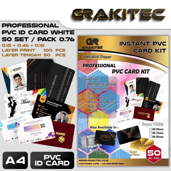 

TERBARU - Kertas PVC ID Card 50 Set Grakitec Professional Super White 0.76mm