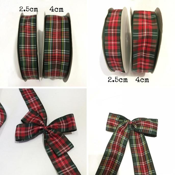 *#*#*#] 1 METER - PITA MOTIF KOTAK-KOTAK / PITA NUANSA NATAL / PITA LEMAS