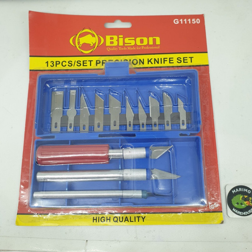 

BISON Pisau Cutter Precision Knife Art Craft Set 13 Pcs Pahat Ukir Kayu imori