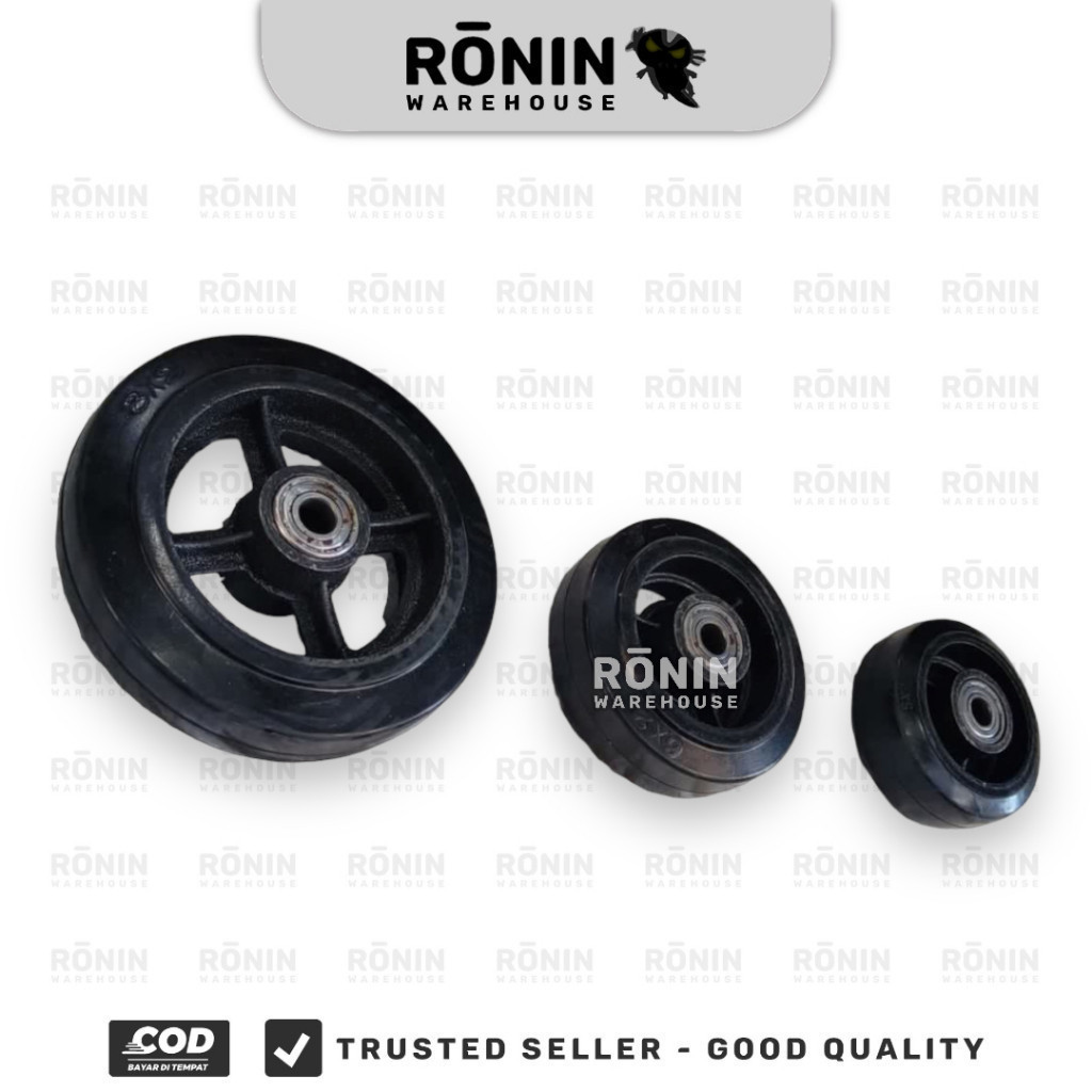 XP TOOL Roda Karet Heavy Duty 4 5 6 8 " inch 085W Troli Hitam Laker Bearing Lori Wheel