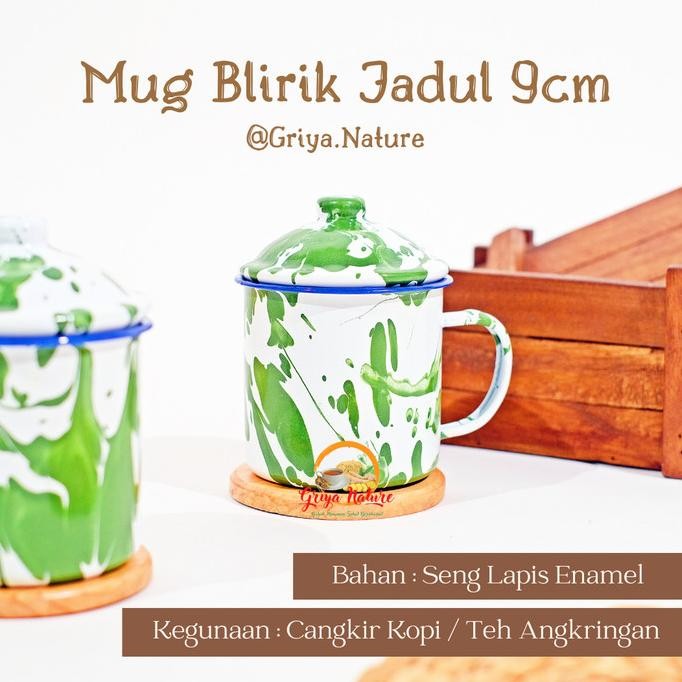 GRIYA NATURE [COD] Mug Blirik Jadul 9cm + Tutup | Cangkir Kopi Angkringan | Cangkir Kopi Jadul | Can