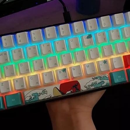 BEBAS ONGKIR - Keycap Keycaps Mechanical Japanese Ukiyo Sea Wave PBT OEM Profile