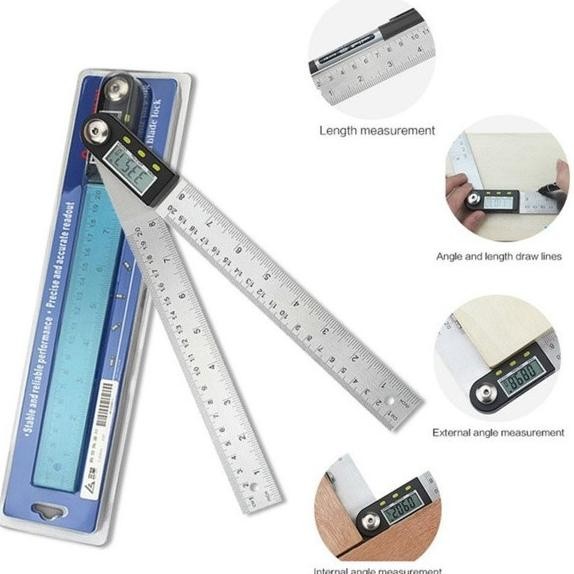 Penggaris Digital / Alat Ukur Sudut Kemiringan / Penggaris Bujur 200Mm