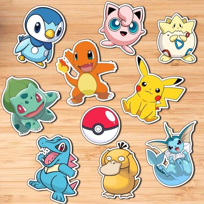 

10 Pcs Stiker Vinil Pokemon Anti Untuk Case Handphone Laptop Dll