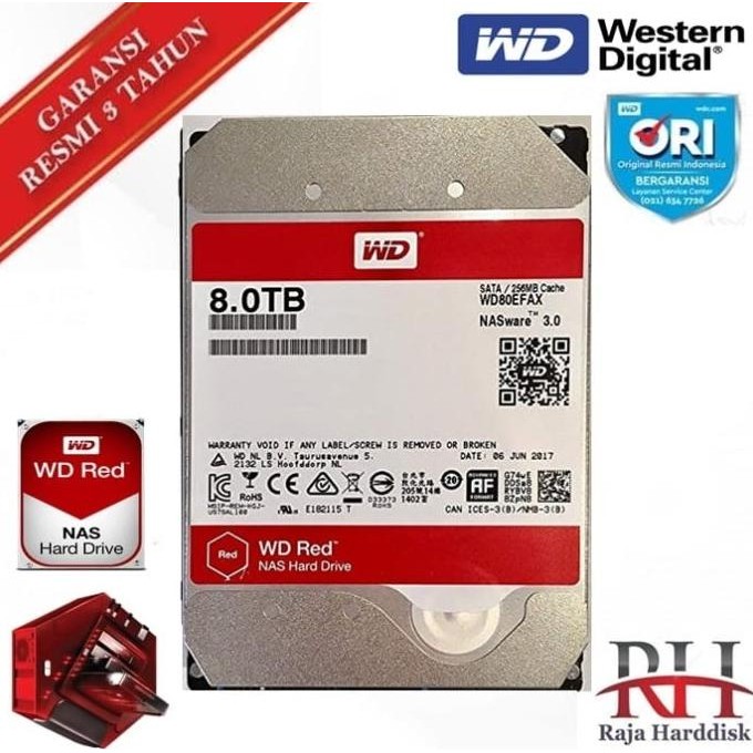Wd Nas 8Tb Red Wd80Efrx Original Dan Terpercaya