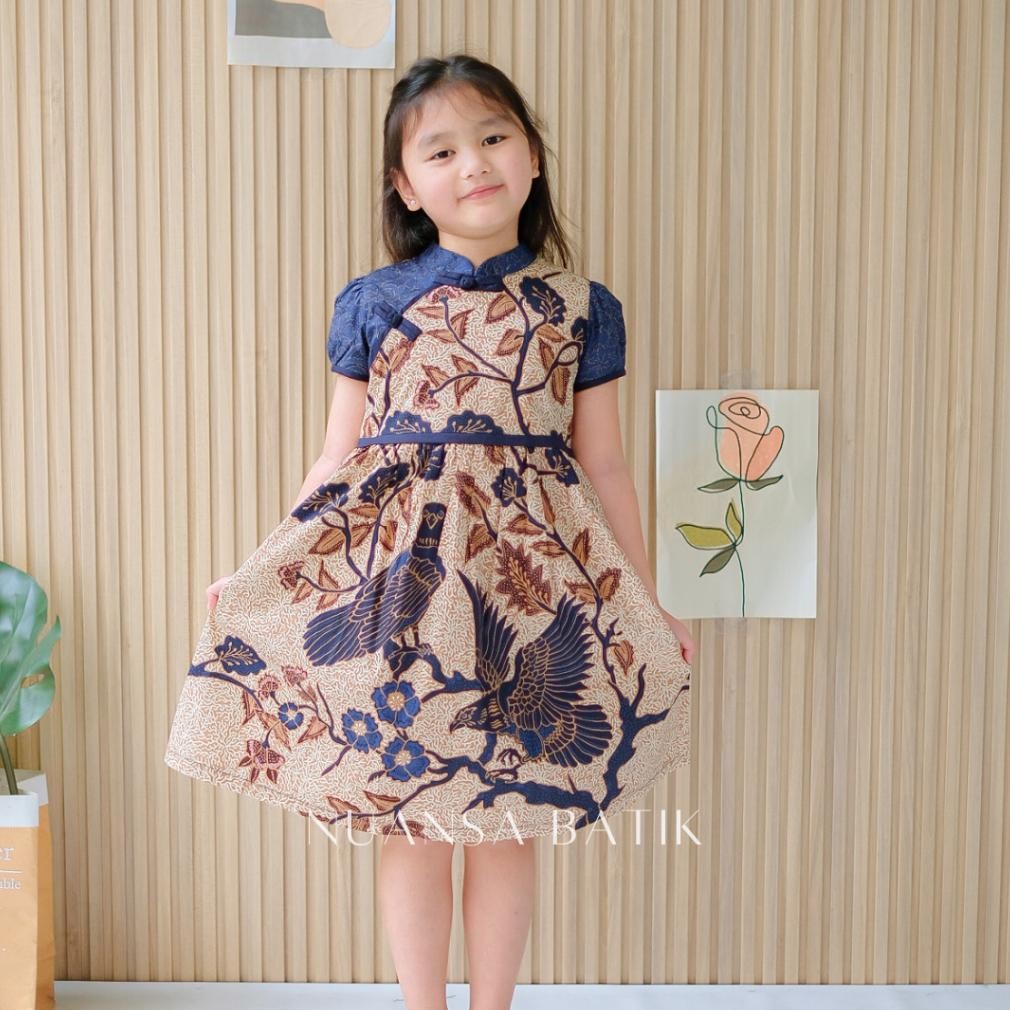 PLK Nuansa Batik Dress Batik Cheongsam Anak Bahan Katun Stretch