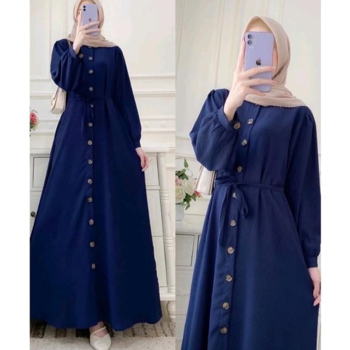 Diskon Namira Dress Gamis Full Kancing Crinkle Airflow Ld 110 // Gamis Muslim