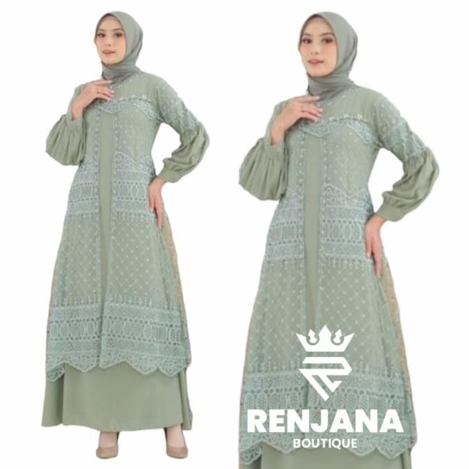 Miliki Gamis Delia Tile Bordir Payet