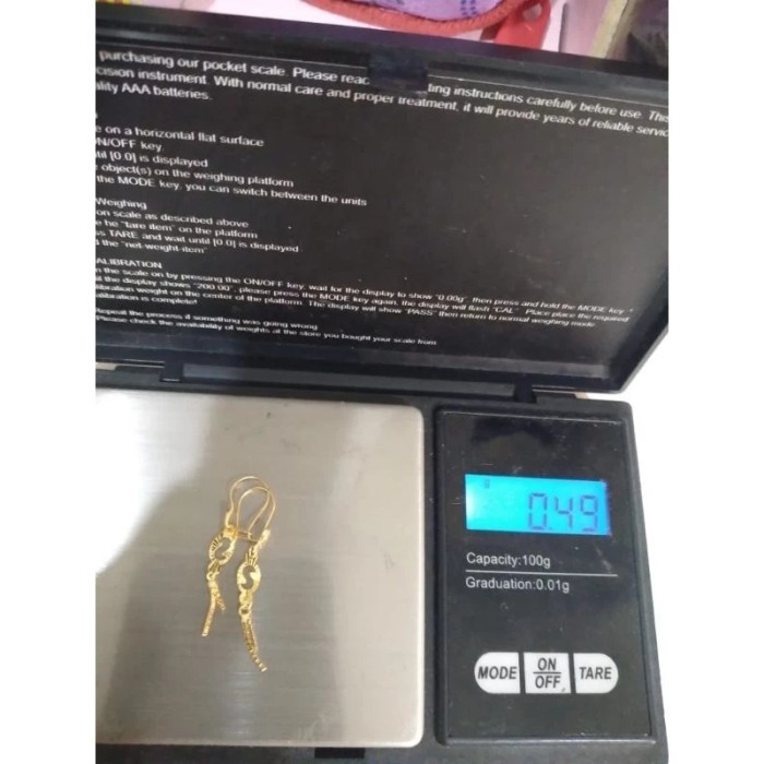Ready Anting fancy panjang emas asli kadar 700