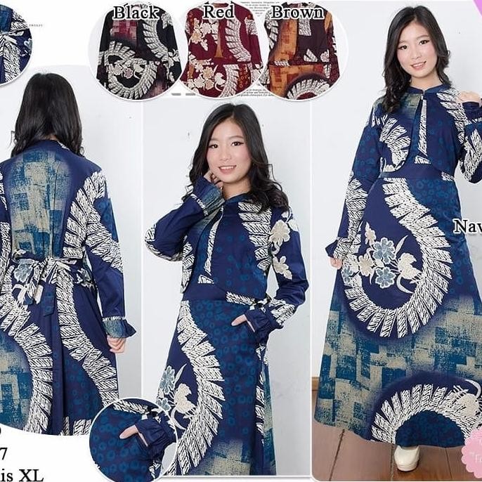 Miliki Dress Gamis Maxi Batik Rompi Jumbo Xl