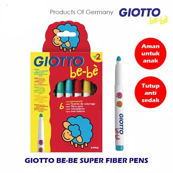 

TERBARU Giotto Be-Be Super Fibre Pens 6 Color - Spidol jumbo anak PROMO!
