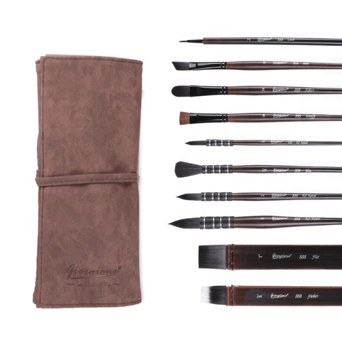 TERBARU Giorgione Paint Brush Set Animal Hair Kuas Lukis 10pcs/set G-888