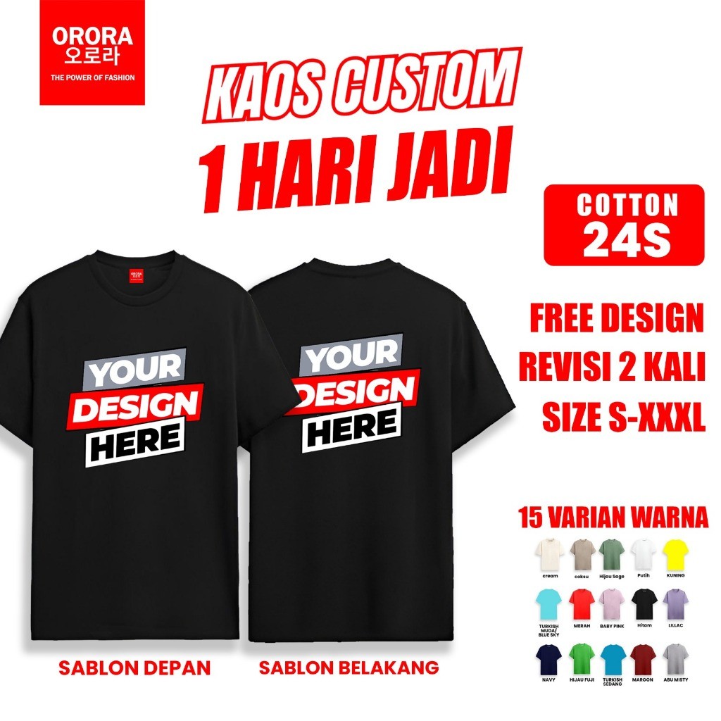 Orora Kaos Lengan Pendek Distro REQUEST DAN SABLON CUSTOM WARNA LAIN - KHUSUS TOKO ORORA