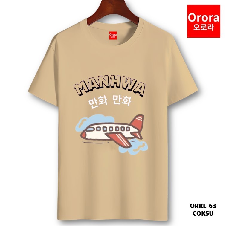 Orora Kaos Pria Korea Style - Baju Atasan Sablon High Quality Pria Wanita Warna Hitam Putih Ukuran S