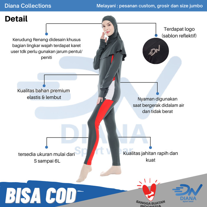 Baju renang muslimah dewasa Baju renang wanita muslimah jumbo
