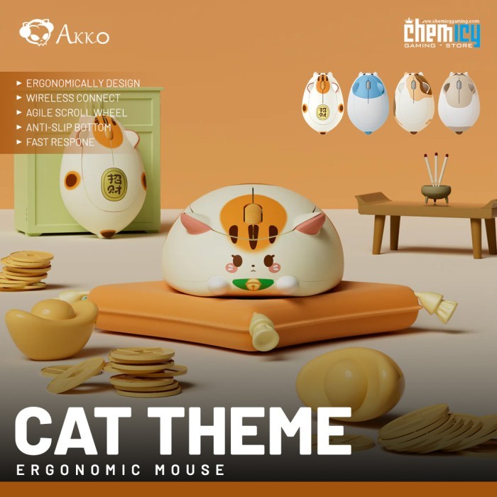 Akko Cat Theme Ergomonic & Comfortable Wireless Office Mouse