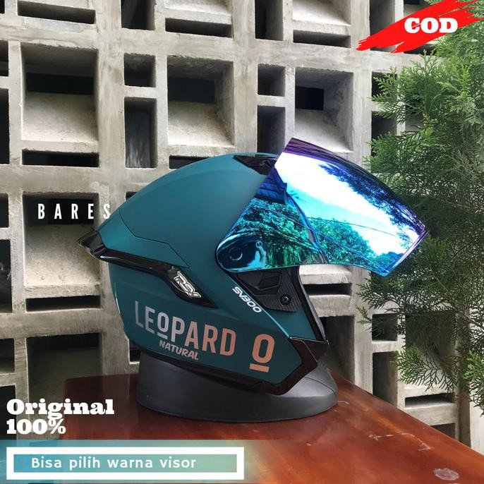 Helm rsv sv300 half face virdian hue paket spoiler visor blue leopard LAT