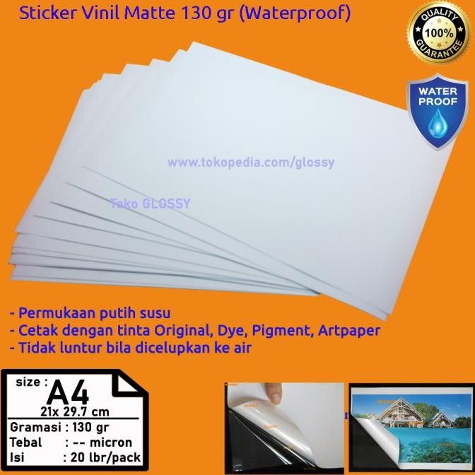 

Sale Sticker Vinyl Matte A4 130 Gsm / Stiker Vinil Matte Waterproof
