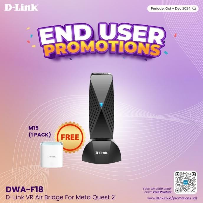 

Terbaru D-Link Dwa-F18 Wireless Vr Air Bridge For Meta Quest 2 & 3